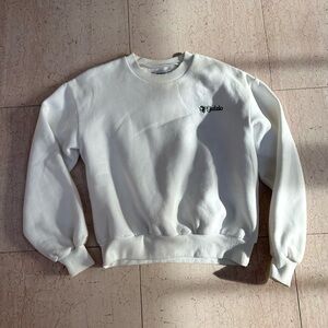 Danielle Guizio White Crewneck Sweatshirt with Embroidered Logo